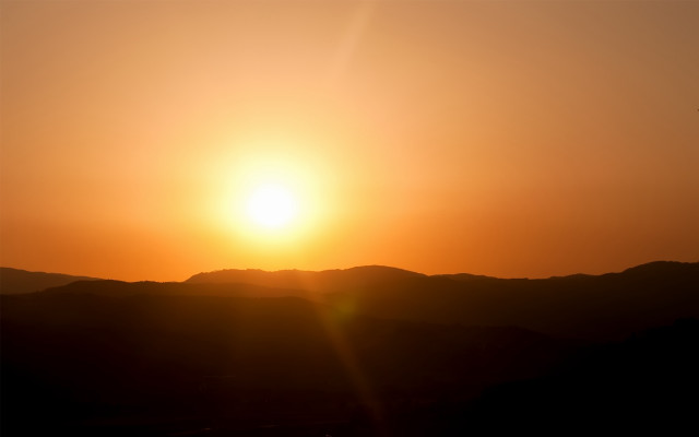 Sunset bird mountains orange sky free wallpaper for desktop - medium preview image