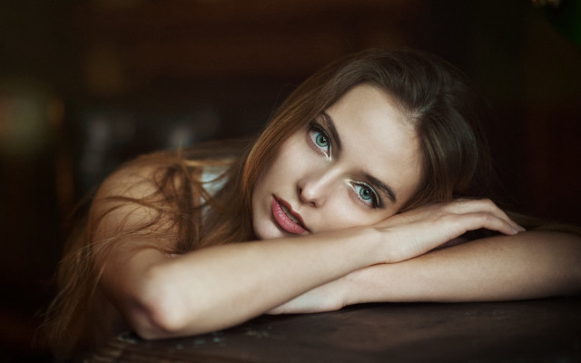 Long haired woman crossed arms free wallpaper for desktop - medium preview image