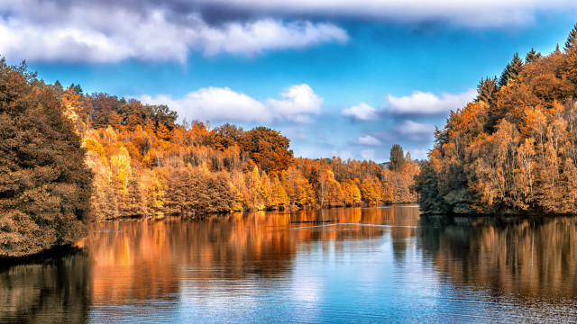 Lake trees blue sky clouds #2 free wallpaper for desktop - medium preview image