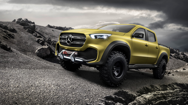 Yellow mercedes benz realistic maximalism free wallpaper for desktop - medium preview image