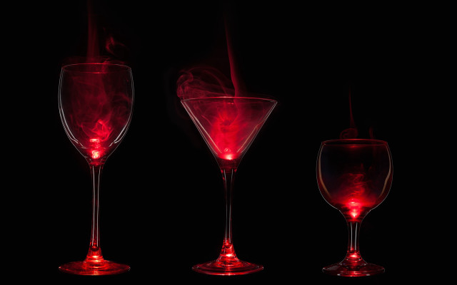 Three wine glasses red lights free wallpaper for desktop - medium preview image