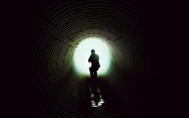 Dark tunnel light at end free wallpaper for desktop - medium preview image