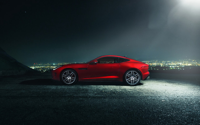 Red sports car night city free wallpaper for desktop - medium preview image
