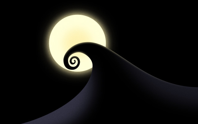 Black white wave light moon free wallpaper for desktop - medium preview image