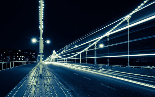 Long exposure night street lights free wallpaper for desktop - medium preview image