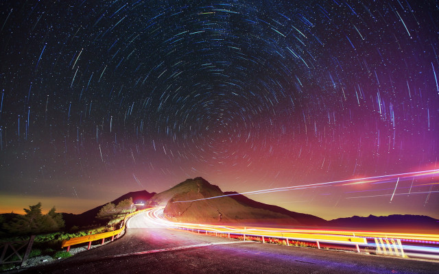 Long exposure road mountain star #2 free wallpaper for desktop - medium preview image