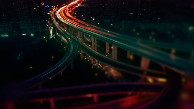 Highway night long exposure city free wallpaper for desktop - medium preview image