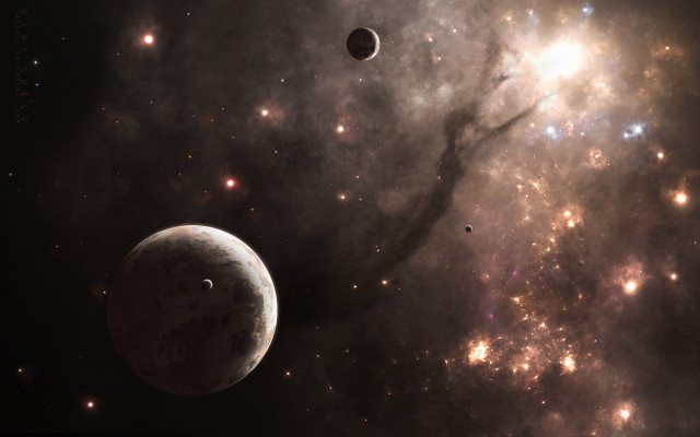 Space astronaut moon stars galaxy free wallpaper for desktop - medium preview image