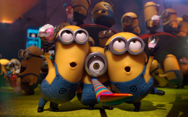 Minions hugging pastel animated 3d free wallpaper for desktop - medium preview image