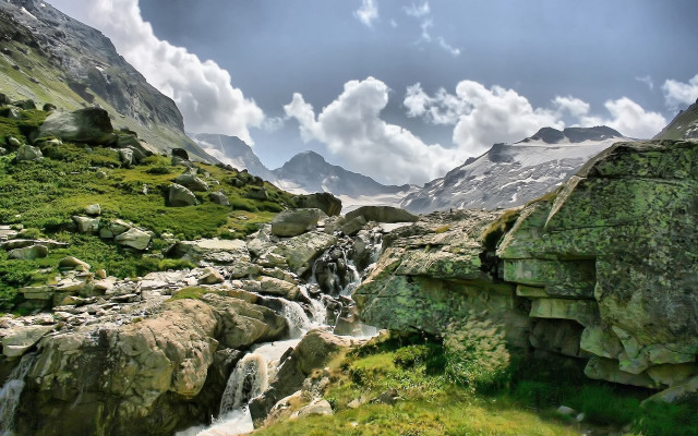Lush green valley stream mountains #3 free wallpaper for desktop - medium preview image