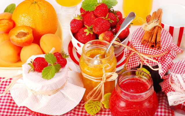 Fruit table jars bowl orange free wallpaper for desktop - medium preview image