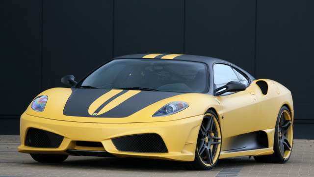 Yellow sports car black stripes free wallpaper for desktop - medium preview image