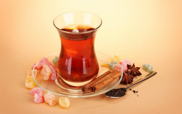 Glass tea cinnamon anise plate free wallpaper for desktop - medium preview image