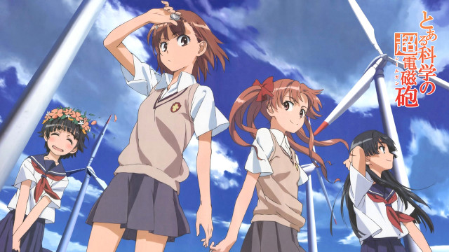 Girls windmills anime scene group free wallpaper for desktop - medium preview image