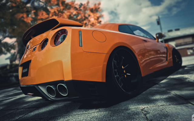 Sports car street sky clouds free wallpaper for desktop - medium preview image