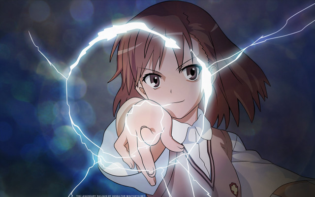 Girl pointing lightning sky hand free wallpaper for desktop - medium preview image