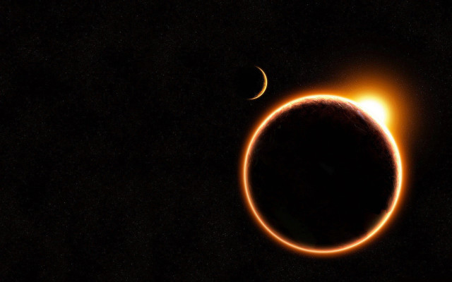 Solar eclipse orange ring black free wallpaper for desktop - medium preview image