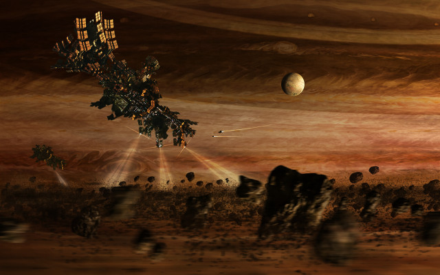 Space station desert planet star free wallpaper for desktop - medium preview image