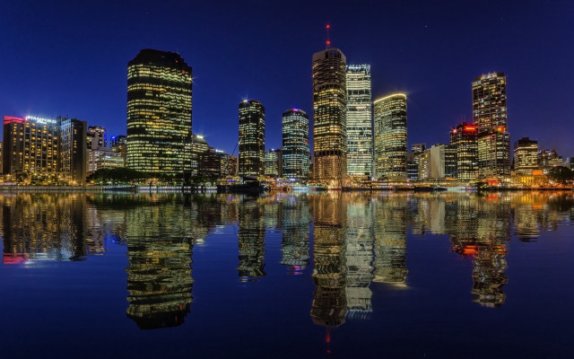 City skyline night reflections asia free wallpaper for desktop - medium preview image