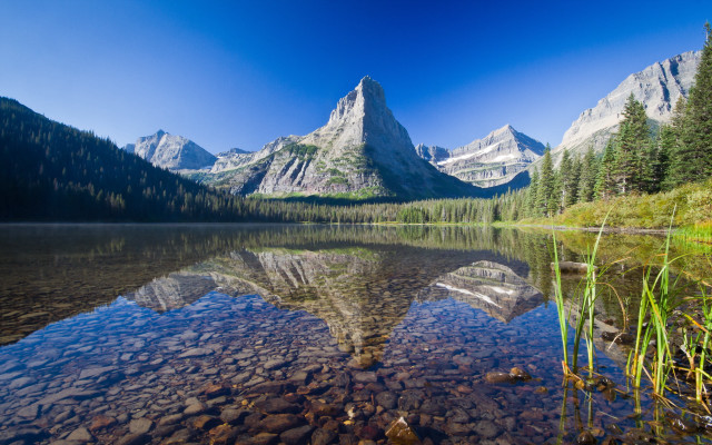 Mountain reflection lake forest sky free wallpaper for desktop - medium preview image