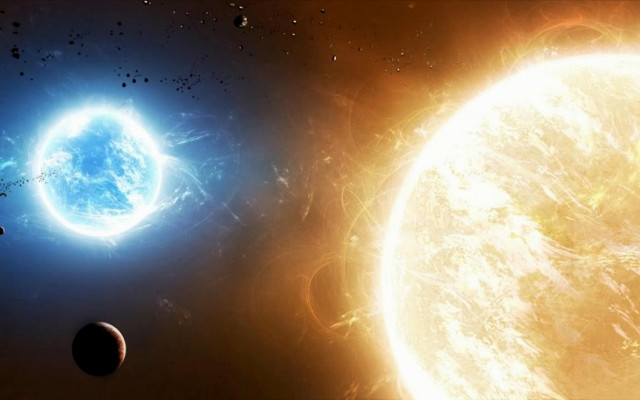 Two planets star moon sky free wallpaper for desktop - medium preview image