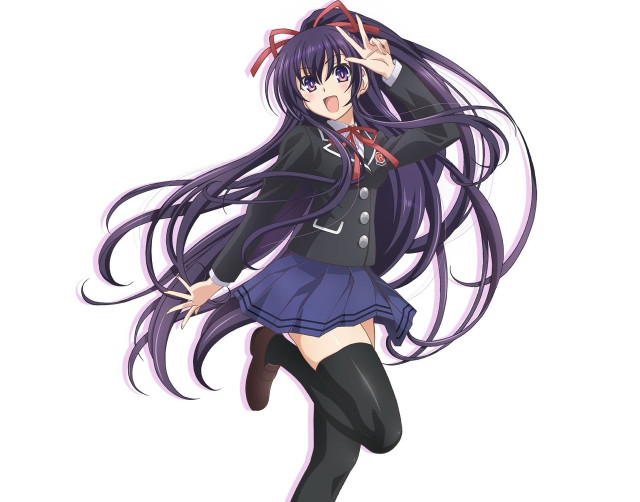 Girl longhair schooluniform purpleeyes smiling free wallpaper for desktop - medium preview image