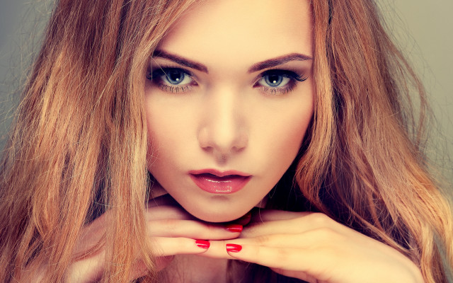 Red haired woman blue eyes #14 free wallpaper for desktop - medium preview image