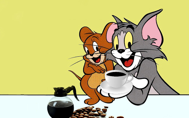Cat mouse coffee kettle cup free wallpaper for desktop - medium preview image