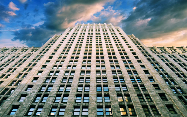 Tall building cloudy sky bridge free wallpaper for desktop - medium preview image