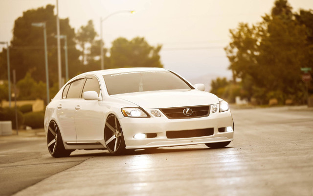 White car street light trees free wallpaper for desktop - medium preview image