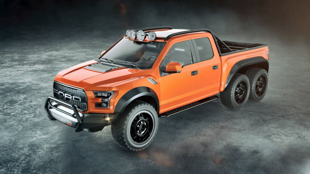 Bright orange truck black top free wallpaper for desktop - medium preview image