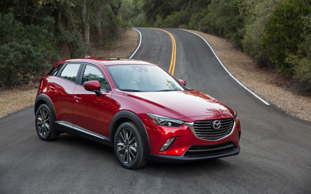 Red mazda cx3 forest road free wallpaper for desktop - medium preview image