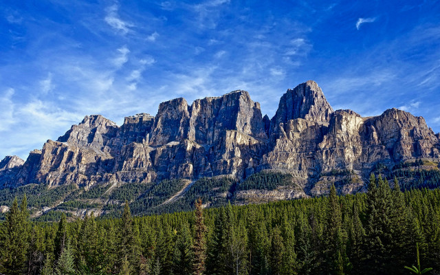 Mountain forest sky clouds castle free wallpaper for desktop - medium preview image