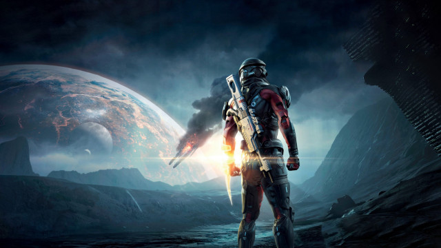 Space suit man planet spaceship free wallpaper for desktop - medium preview image