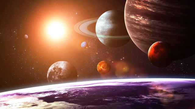 Planets sun earth space art free wallpaper for desktop - medium preview image