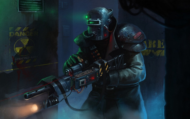 Man gas mask gun smoke free wallpaper for desktop - medium preview image