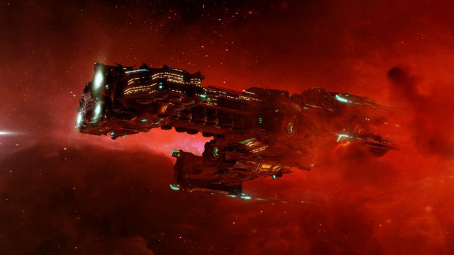 Space station red sky aurora free wallpaper for desktop - medium preview image