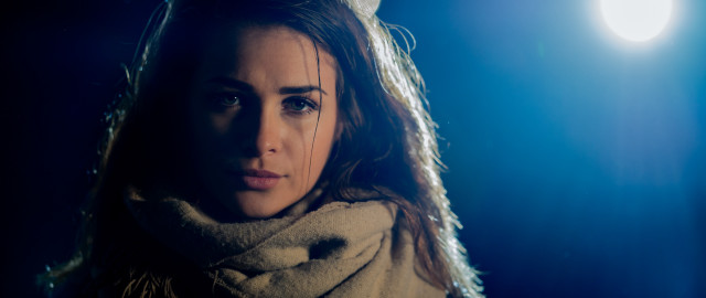 Woman scarf portrait moonlight night free wallpaper for desktop - medium preview image