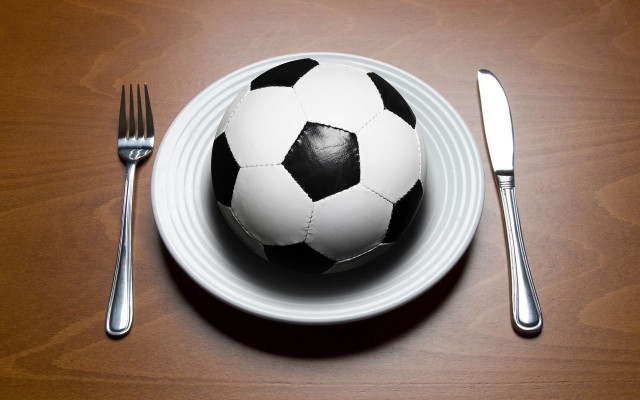 Soccer ball white plate fork free wallpaper for desktop - medium preview image