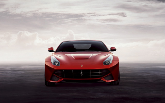 Red sports car clouds outdoor free wallpaper for desktop - medium preview image