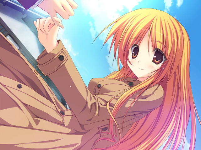 Girl longhair trenchcoat cellphone outdoors free wallpaper for desktop - medium preview image