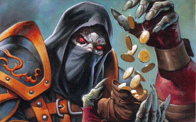 Demonic man gold coins demon free wallpaper for desktop - medium preview image