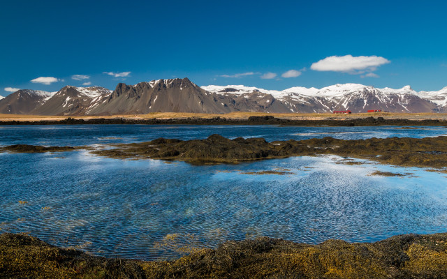 Lake mountains red building nature free wallpaper for desktop - medium preview image