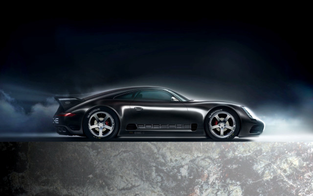 Black sports car clouds smoke free wallpaper for desktop - medium preview image