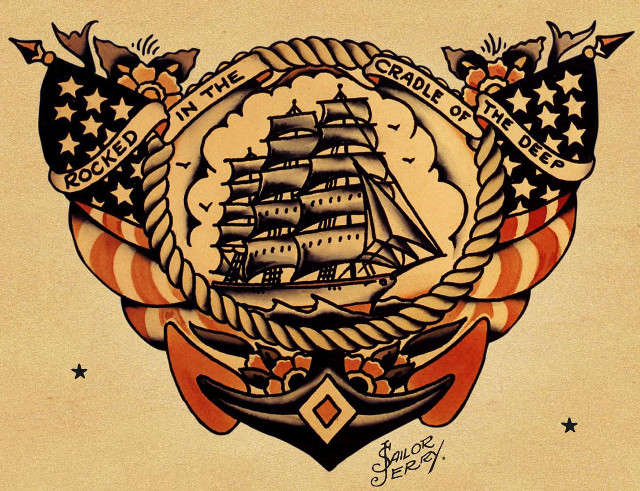 Ship flag rope banner drawing free wallpaper for desktop - medium preview image