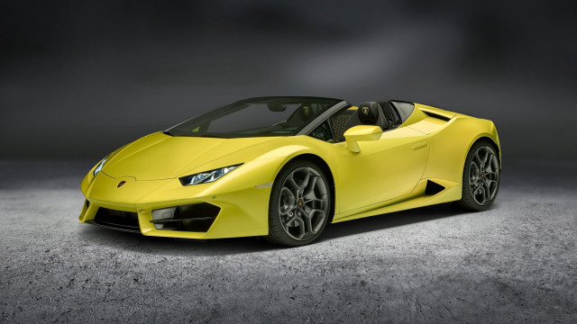 Yellow sports car studio dark free wallpaper for desktop - medium preview image