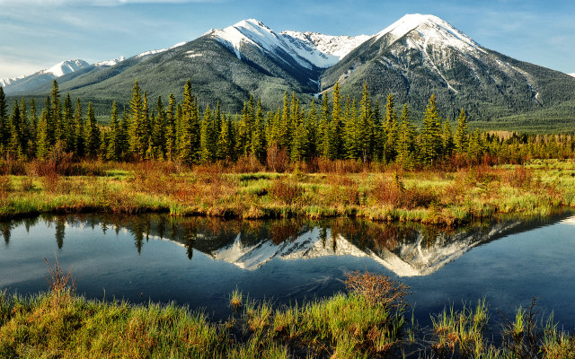 Mountain lake forest sunset nature free wallpaper for desktop - medium preview image