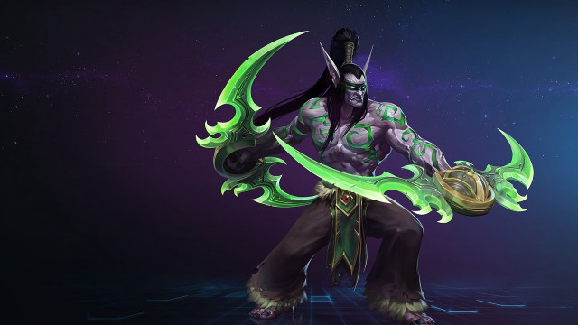 Green sword masked aurora city free wallpaper for desktop - medium preview image