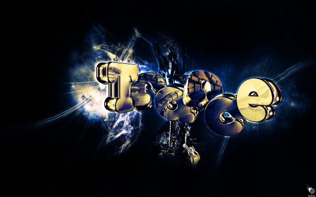 Word clock black background blue free wallpaper for desktop - medium preview image