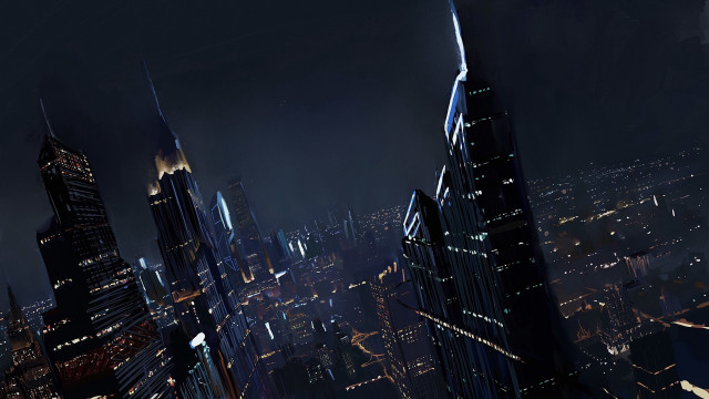 City night lights skyline aurora free wallpaper for desktop - medium preview image
